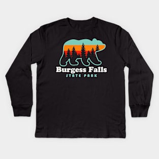 Burgess Falls State Park Hiking Tennessee Bear Retro Kids Long Sleeve T-Shirt